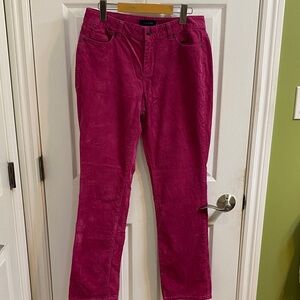 Talbots Fuchsia Pink Curvy Fine Corduroy Straight Leg Jeans Women’s Size 10 Cute